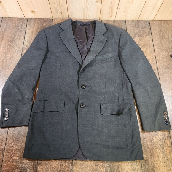 Brooks Brothers Brooksease Mens 40R Blazer Suit Jacket Sport Coat Gray 100% Wool - Picture 2 of 10
